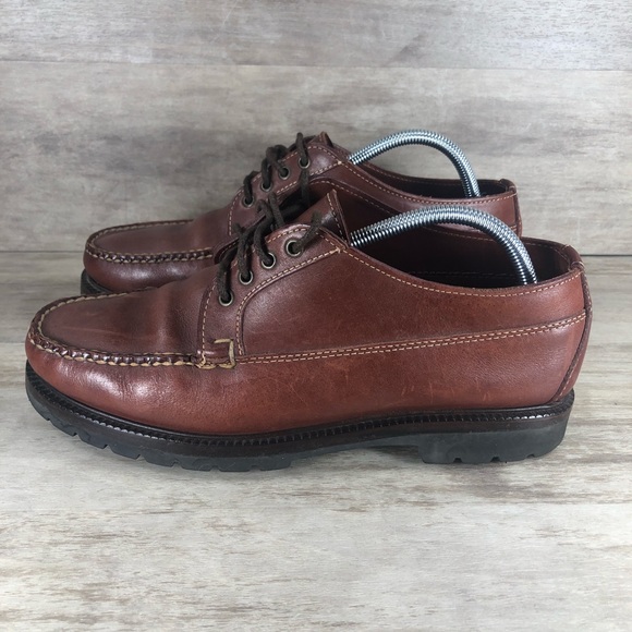 LL Bean Leather Derby Shoe Vibram Gumlite Lug Sole Brown Men 10 - Picture 4 of 11